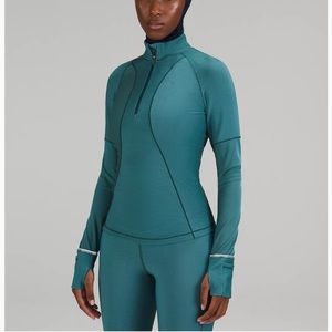 Two toned Ribbed running half zip